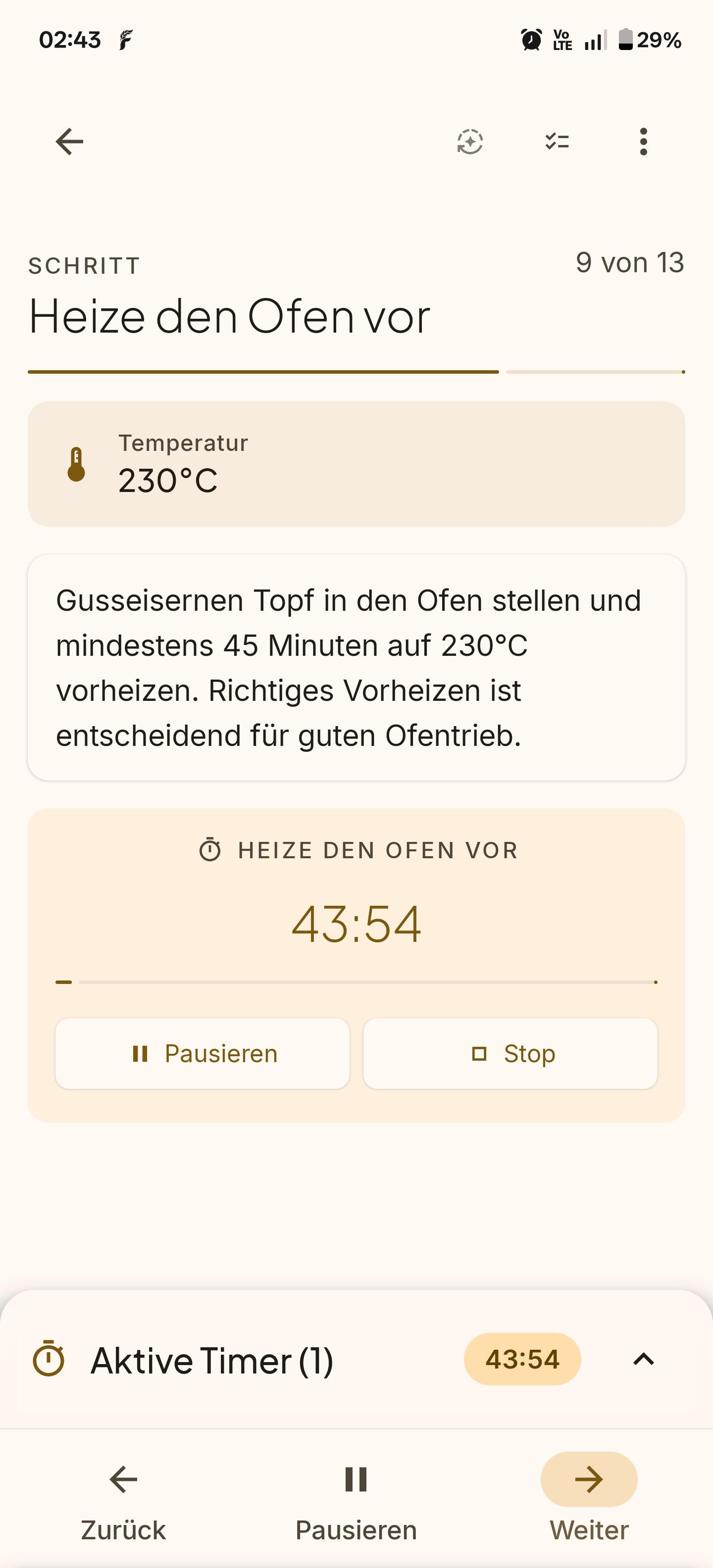 Interaktive Schritt-für-Schritt Anleitung zum Brot backen mit automatischen Timern und Autopilot-Modus für Sauerteigbrot