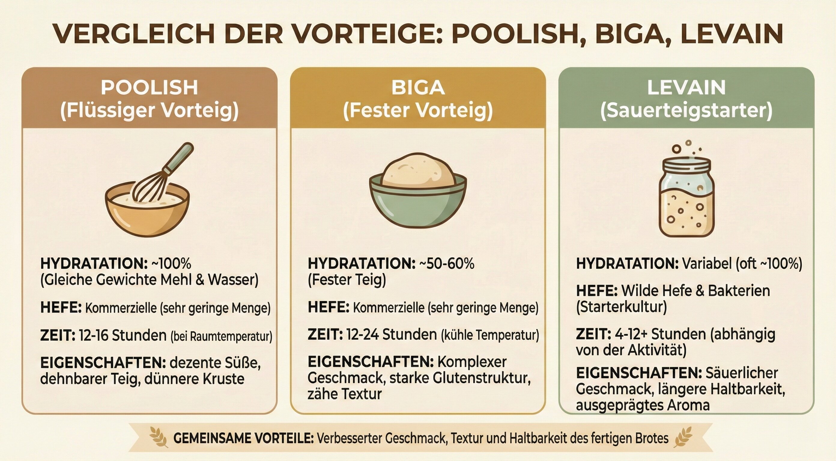 Poolish vs. Biga vs. Levain Vergleich