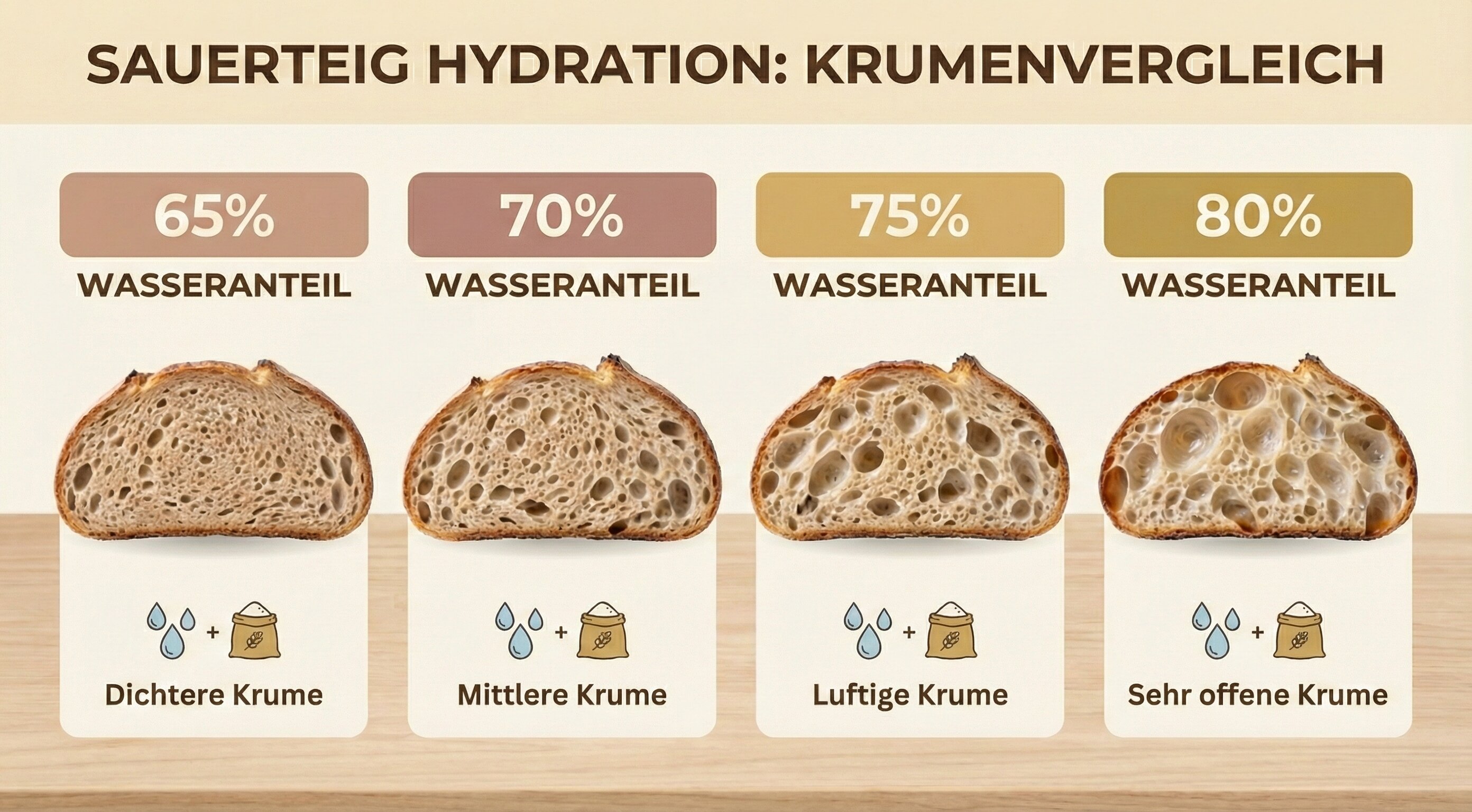 Sauerteig-Hydratation Krumenvergleich
