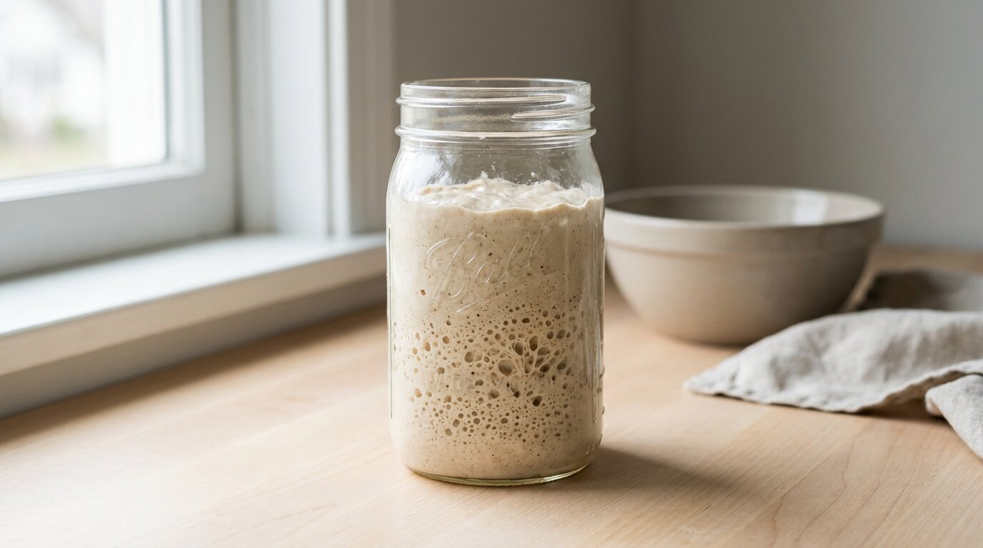 Sourdough starter at peak