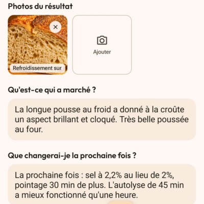 Entrée du journal Flourwise : photos du résultat, ce qui a fonctionné et ce qu'il faut changer la prochaine fois