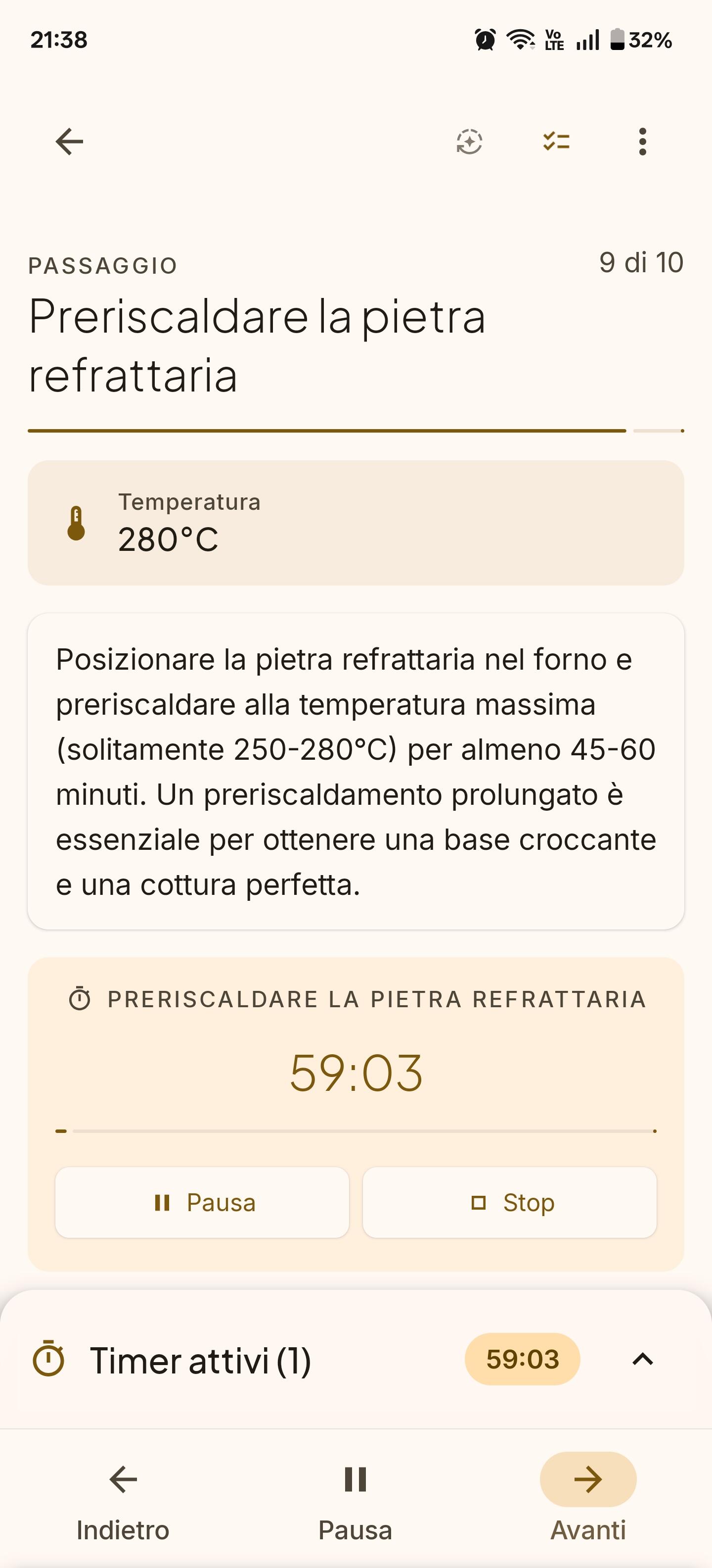 Guida interattiva passo passo per preparare pizza e pane con timer automatici e modalità autopilot per lievito madre