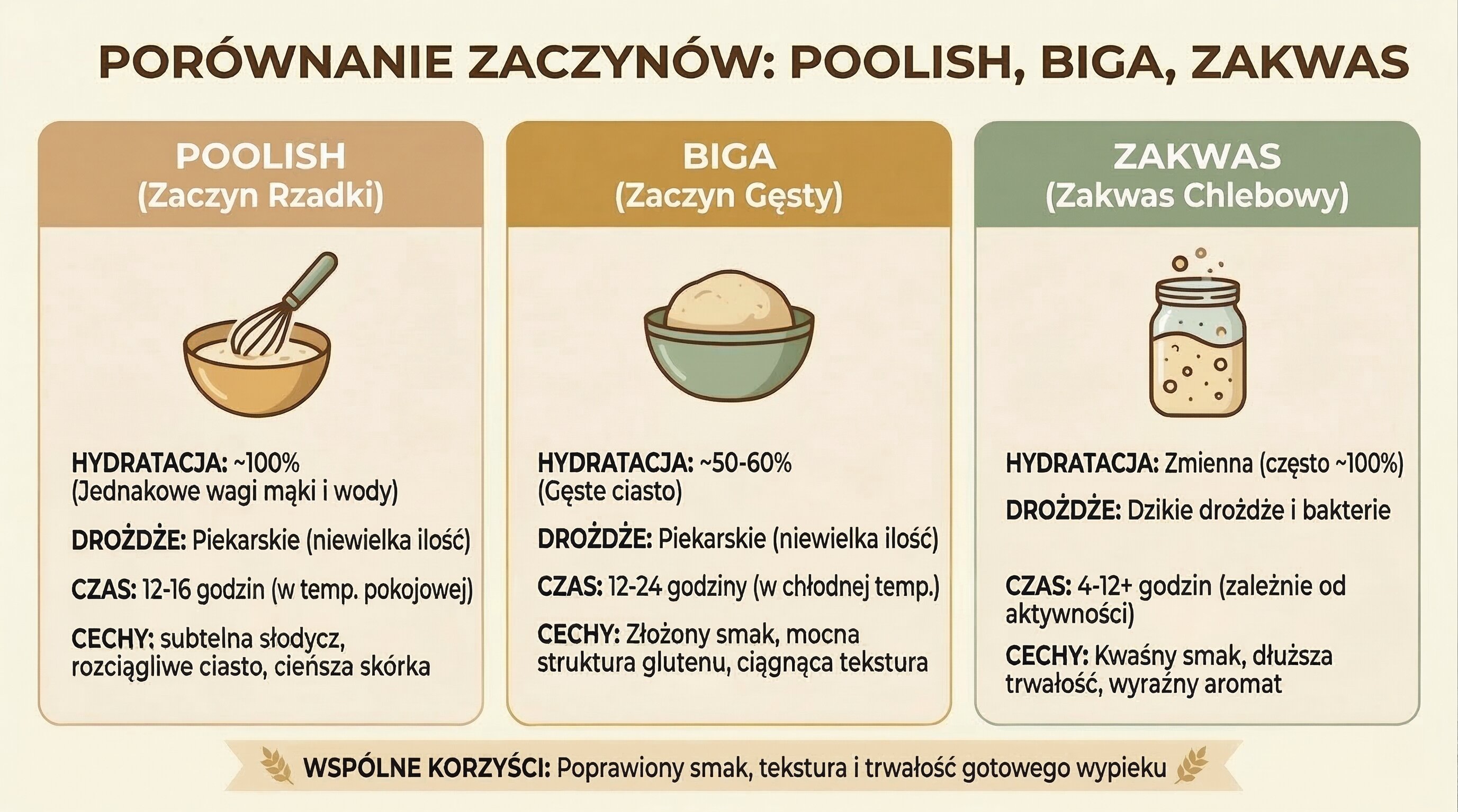Porównanie zaczynów: poolish, biga i levain