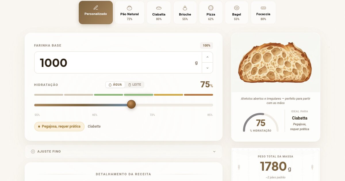 Calculadora de porcentagem de padeiro para todos os tipos de pão