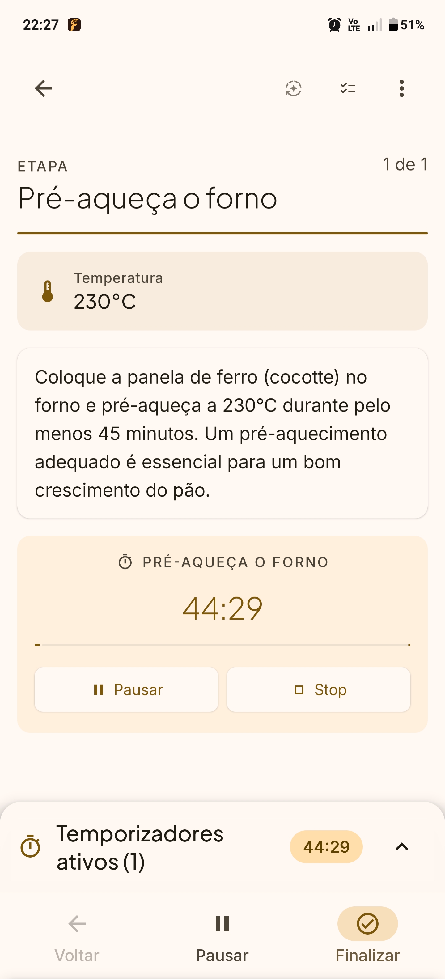 Modo de preparo passo a passo com temporizadores